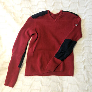 Victorinox Swiss Army Men's Small Red Commando Sweater - Wool V-Neck Tactical